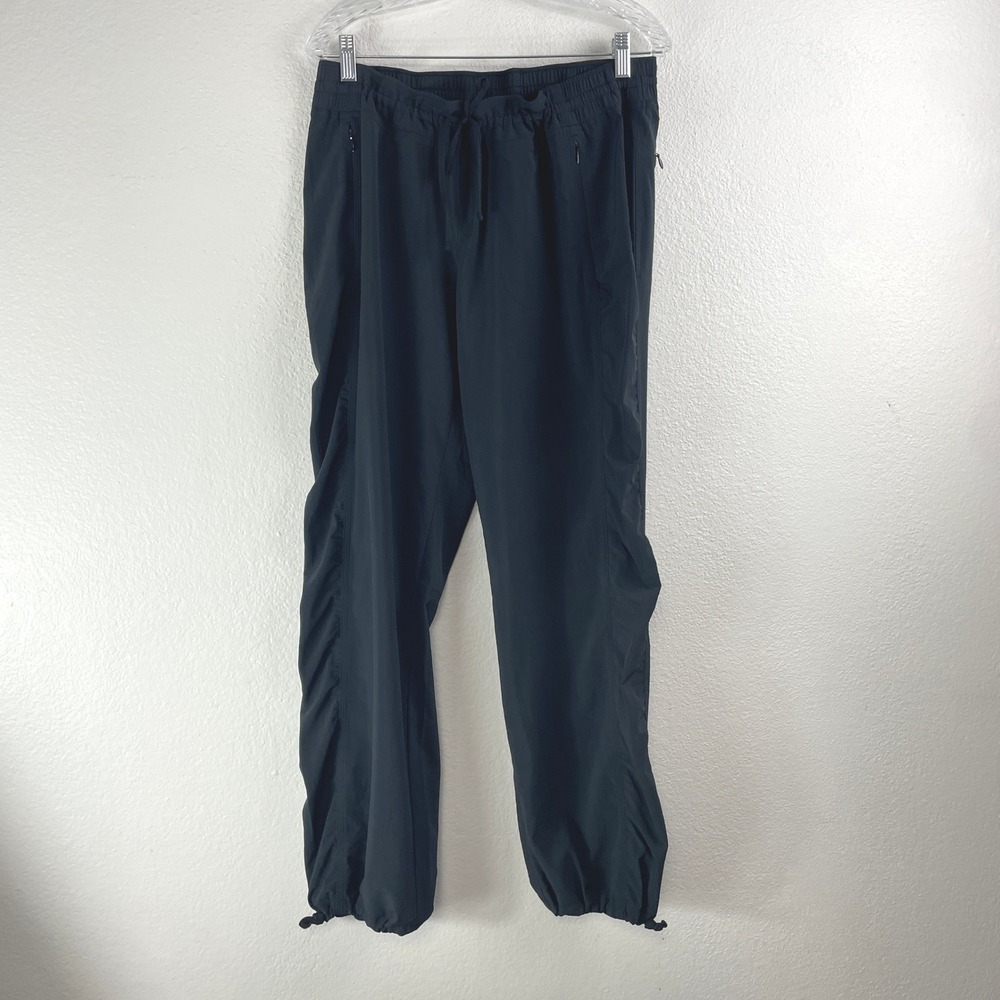 Athleta La Viva Pant Women 14 Black Ruched Drawstring Jogger Hiking Granola Girl
